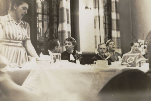 From left: Zilphia Horton, Myles Horton, and Mrs. Roosevelt at a Highlander conference in connection with the Southern Conference for Human Welfare.