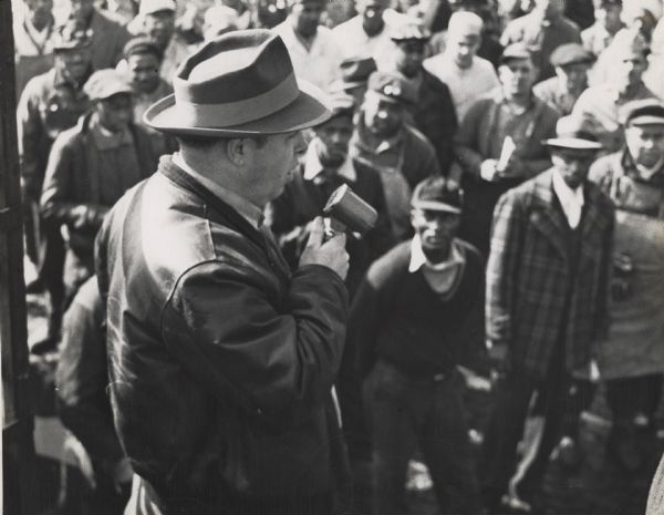John J. Finley, a candidate for Alderman in the 14th ward (Chattanooga?) addressing an election rally of 2,000 "Wilson Workers".