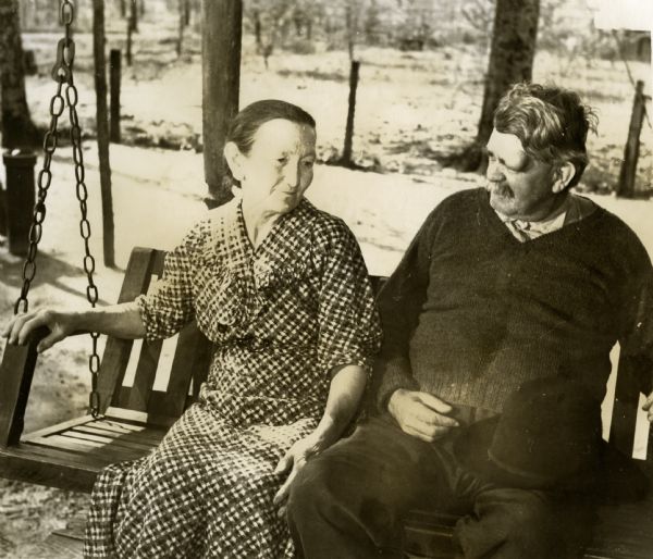 Uncle Bill Thomas with his wife. Accompanying caption reads, "Billy was local patriarch, who made all furniture at Highlander, was a lay minister and staunch supporter."