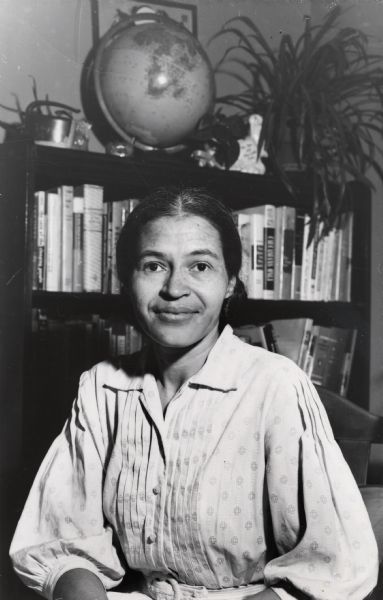 Portrait of Rosa Parks at Mrs. Anne Braden's home.