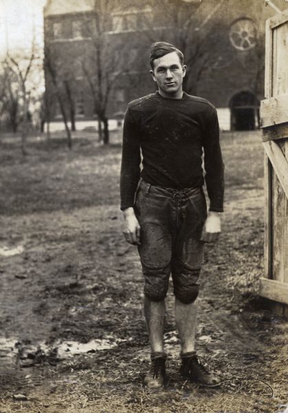 A young Myles Horton wearing football attire.