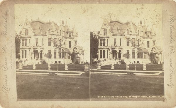 Stereograph of the home of Charles Ray, 88 Prospect Street.