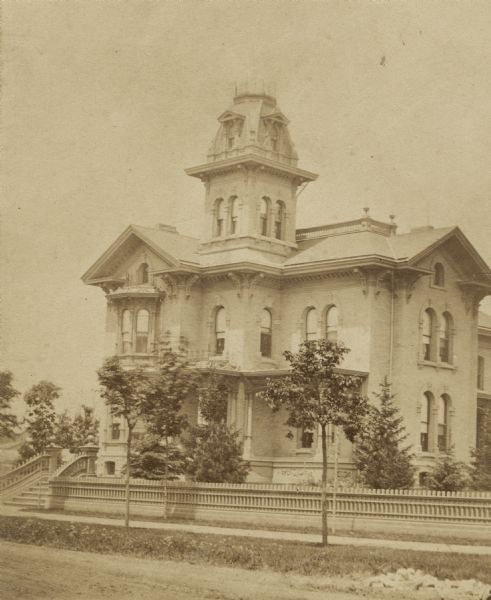 John Johnston's (1836-1904) first grand home at 1130 Grand Avenue, Milwaukee, Wisconsin.  Johnston was a successful Milwaukee banker, who moved to "The Lion House" at 645 Franklin Place in 1896.