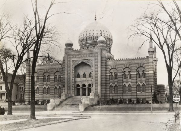 3000 W. Wisconsin Avenue. Completed in 1928, it is a Shriners mosque, and was designed by architects Clas and Shepard in Moorish Revival style. The building is based on the Taj Mahal in India and is listed on the National Register of Historic Places.