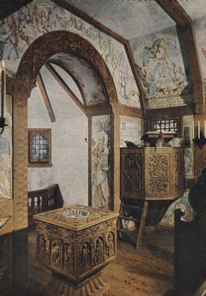 A privately built and decorated chapel in the Norwegian style.