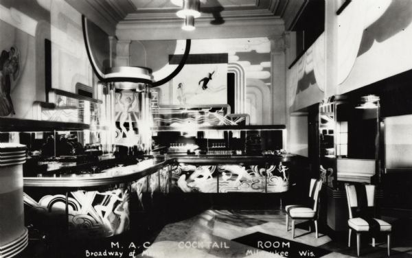 Art Deco room named "The Snake Pit."  Redone in the 1950's.  Milwaukee Athletic club, on Broadway at Mason Street.