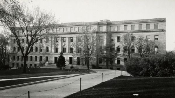 Exterior of Birge Hall (Biology building) on the University of Wisconsin-Madison campus from Bascom Hill.