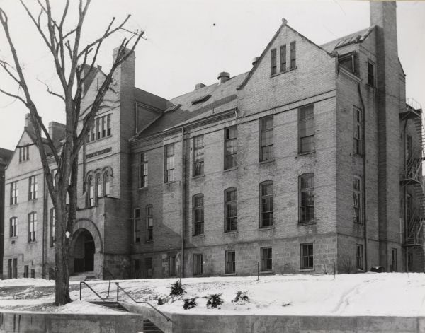 Exterior of building on the University of Wisconsin-Madison campus.  600 N. Park Street. The building was demolished to make way for the Helen C. White Undergraduate Library, which opened in 1971.