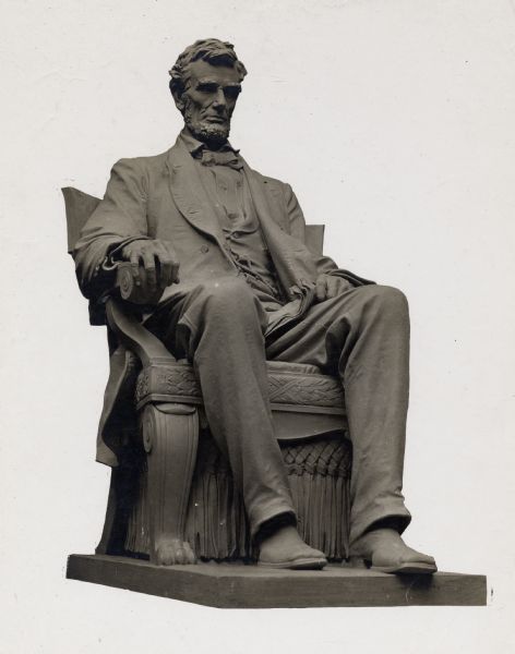 Lincoln Statue. The image of the statue has been cut-out onto a white background.