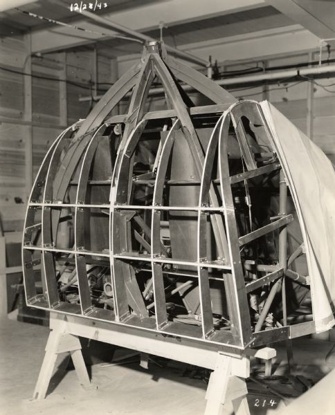 Close-up of the glider being developed for the military by the Plastics Division of Consolidated Paper Company.