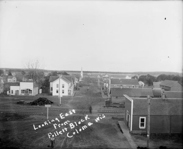 Elevated view of Coloma, looking east from the Follett Block tower.