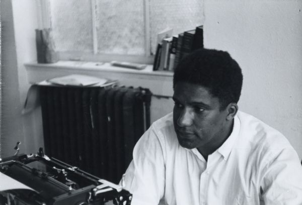 James Forman in a SNCC (Student NonViolent Coordinating Committee) office.