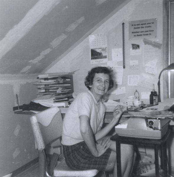 Anne Braden in the SCEF (Southern Conference Education Fund) office where she edited the organization's newsletter, <i>The Southern Patriot</i>.