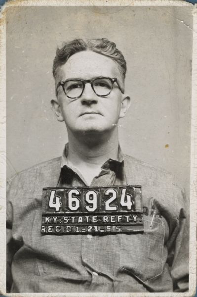 Prison identification photograph of Carl Braden after his conviction for sedition.