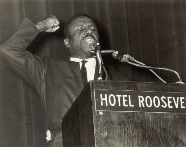 The Rev. Fred Shuttlesworth speaks to the 1964 annual meeting of the Southern Conference Educational Fund (SCEF) after being elected president of the organization.