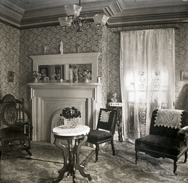 An interior view of the front parlor at 165 N. High Street.