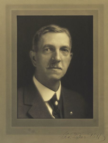 Head and shoulders portrait of George D. Bartlett, Milwaukee banker.