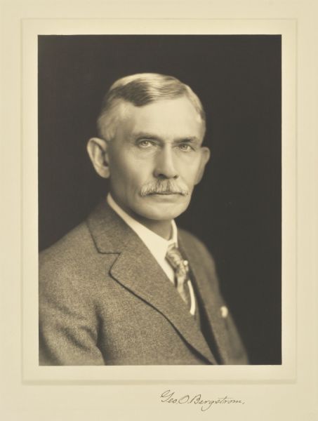 Quarter-length portrait of George O. Bergstrom, Neenah stove manufacturer.
