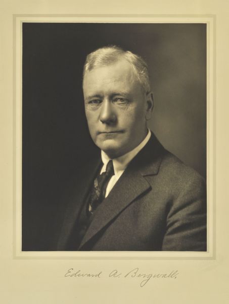 Quarter-length portrait of Edward A. Bergwall, Milwaukee manufacturer.