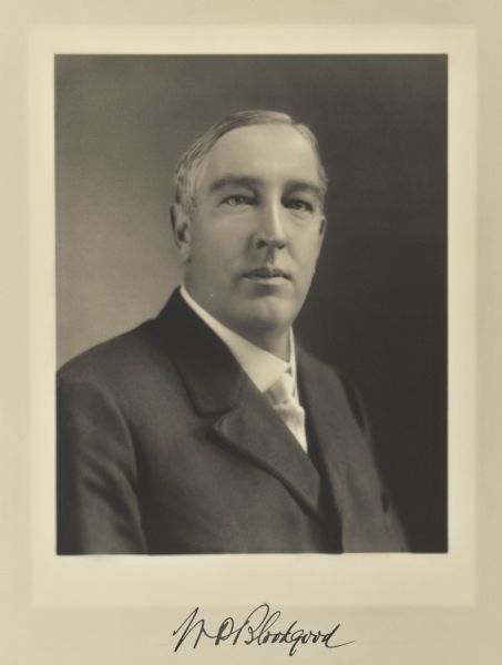 Quarter-length portrait of Wheeler P. Bloodgood, Milwaukee lawyer.