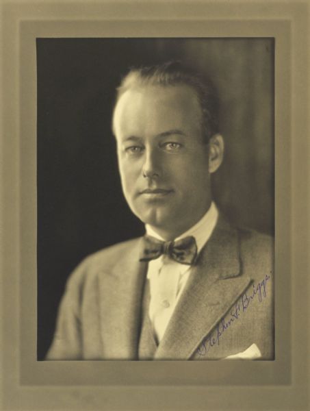 Quarter-length portrait of Stephen F. Briggs, Milwaukee company president.