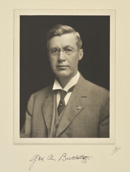 Quarter-length portrait of George Angus Buckstaff, Oshkosh manufacturer.