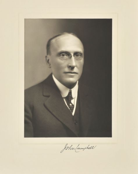 Quarter-length portrait of John Campbell, Milwaukee banker.