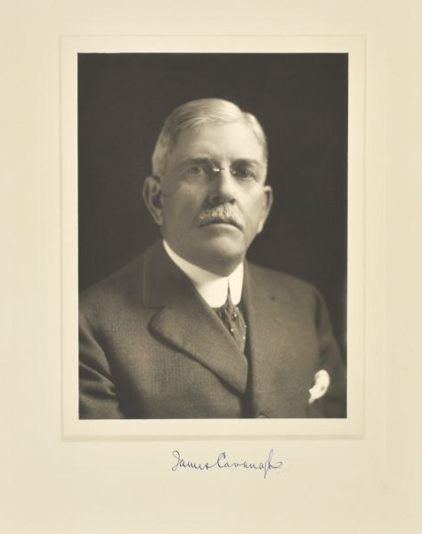 Quarter-length studio portrait of James Cavanagh, Kenosha lawyer.