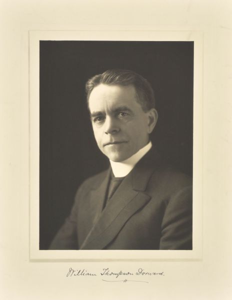 Quarter-length studio portrait of William Thompson Dorward, Milwaukee pastor.