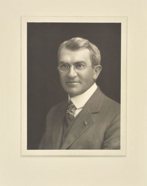 Quarter-length studio portrait of Albert C. Downing, Milwaukee manufacturer.