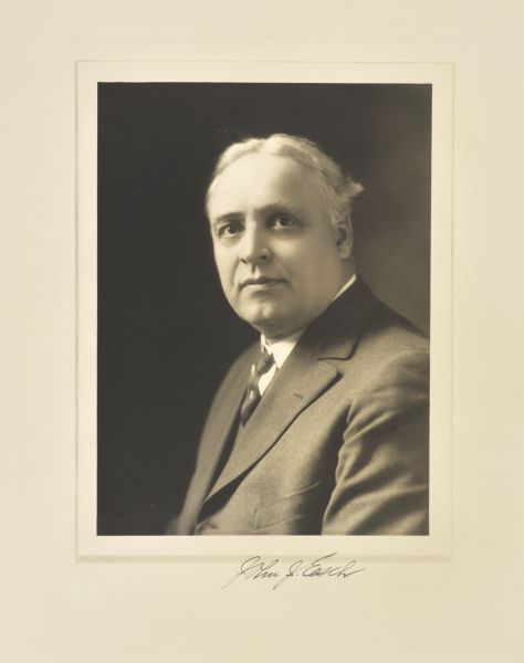 Quarter-length studio portrait of John J. Esch, La Crosse attorney and congressman.