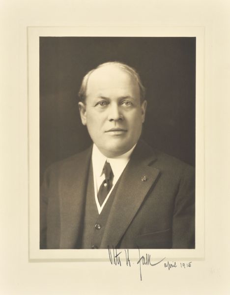 Quarter-length studio portrait of General Otto Herbert Falk, Milwaukee manufacturer.