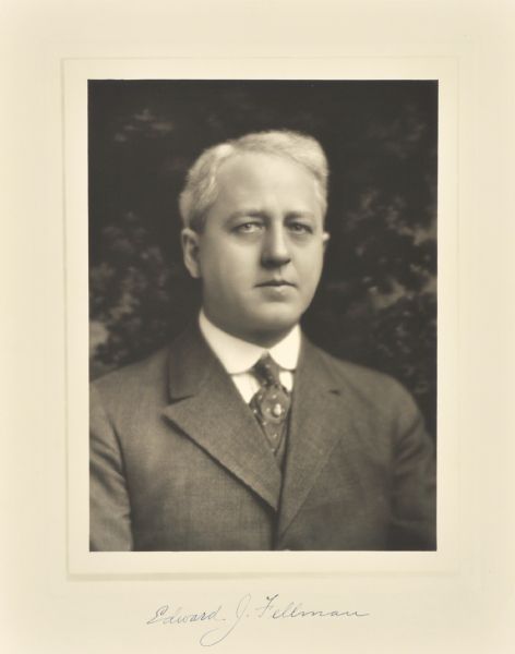 Quarter-length studio portrait of Edward Fellman, Milwaukee manufacturer.