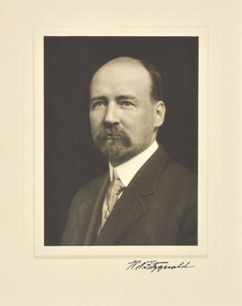 Quarter-length studio portrait of William Fitzgerald, Milwaukee merchant and manufacturer.