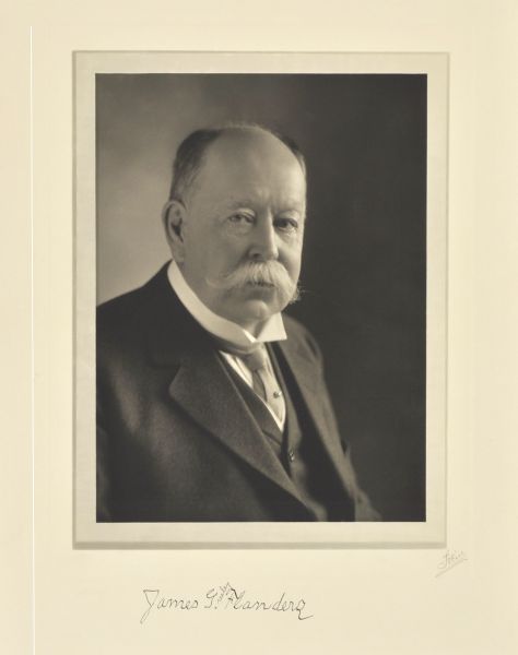Quarter-length studio portrait of James Greeley Flanders, Milwaukee lawyer.