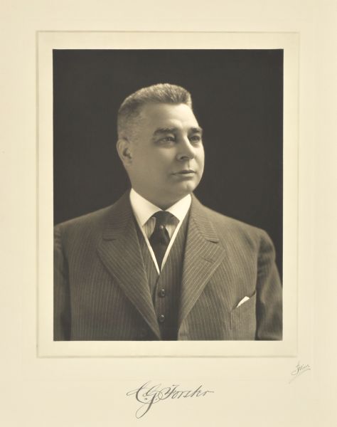 Quarter-length studio portrait of Charles G. Forster, Milwaukee manufacturer.