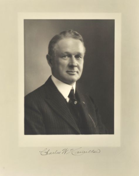 Quarter-length studio portrait of Charles W. Hamilton, Milwaukee manufacturer.