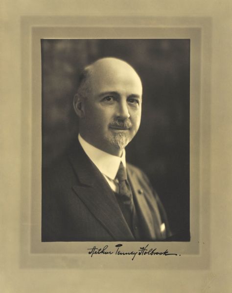 Quarter-length studio portrait of Arthur Tenney Holbrook, Milwaukee physician.
