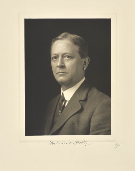 Quarter-length studio portrait of Melvin A. Hoyt, Milwaukee editor.