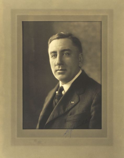 Quarter-length studio portrait of Henry J. Kieckhefer, Milwaukee manufacturer.