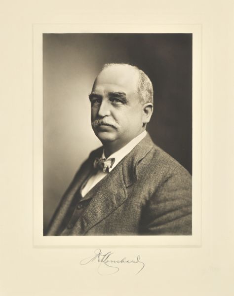 Quarter-length studio portrait of John William Peterson Lombard, Milwaukee banker.