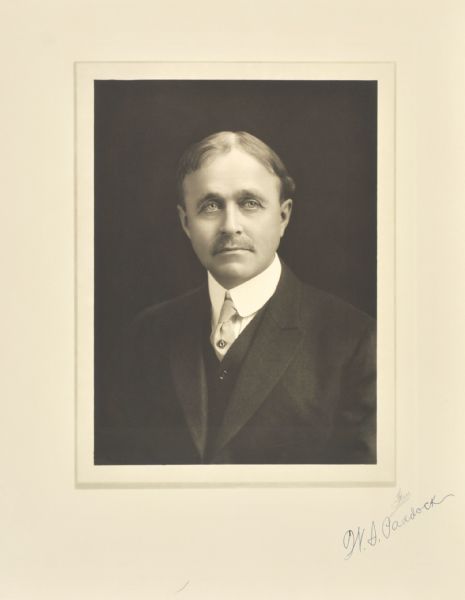 Quarter-length studio portrait of Walter S. Paddock, Milwaukee manufacturer.