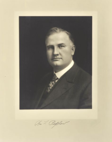 Quarter-length studio portrait of William L. Pieplow, Milwaukee company secretary.
