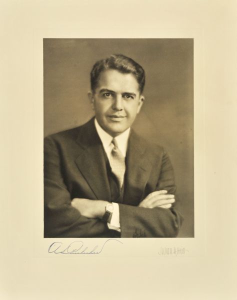 Quarter-length studio portrait of Albert Seifert Puelicher, Milwaukee banker.