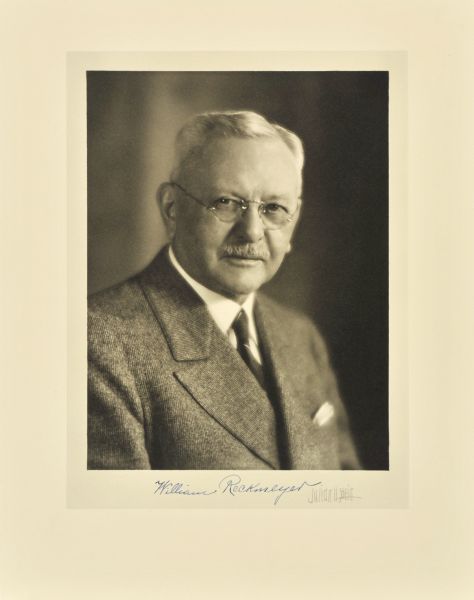 Quarter-length studio portrait of William Reckmeyer, Milwaukee furrier.