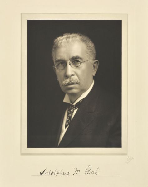 Quarter-length studio portrait of Adolph Walter Rich, Milwaukee manufacturer.