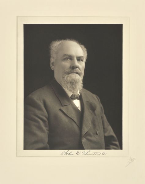 Quarter-length studio portrait of John W. Suetterle, Milwaukee manufacturer.