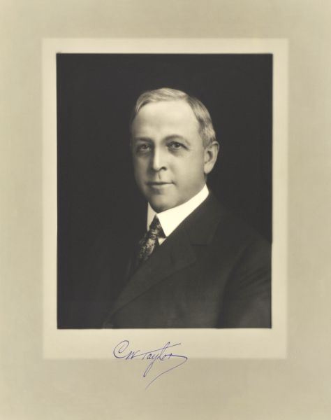 Quarter-length studio portrait of Charles Warren Taylor, Milwaukee railway manager.