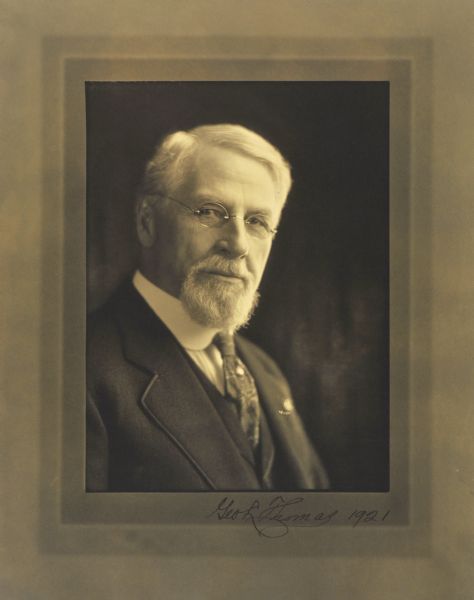 Quarter-length studio portrait of George L. Thomas, Milwaukee undertaker.