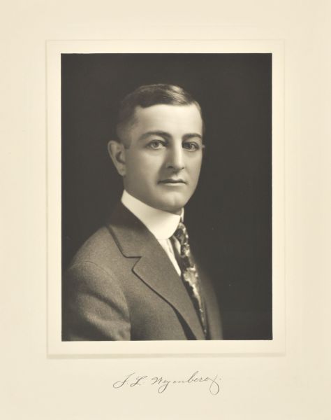 Quarter-length studio portrait of Franklin Lawrence Weyenberg, Milwaukee company president and treasurer.